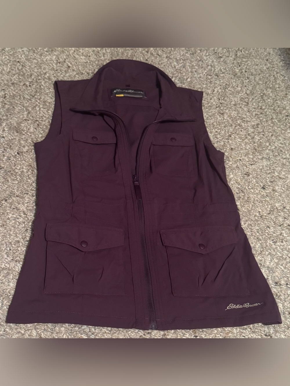 Eddie Bauer Travex Atlas Utility Vest Womens Small Full Zip Hiking Purple